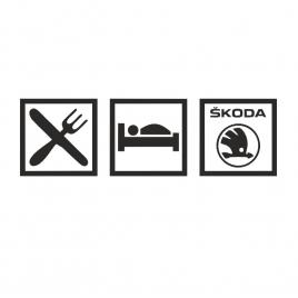 Sticker eat sleep skoda 18x5.4 cm, creative rey®