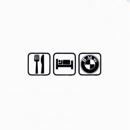 Sticker eat-sleep-bmw 15x4.6 cm, creative rey®