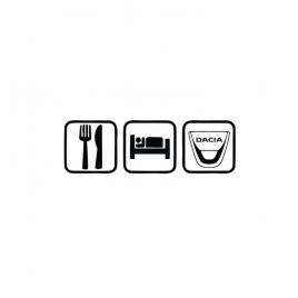 Sticker eat sleep dacia 20x6.2 cm, creative rey®