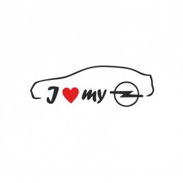 Sticker i love my opel berlina 17x5.6 cm, creative rey®