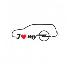 Sticker i love my opel break 15x5.6 cm, creative rey®