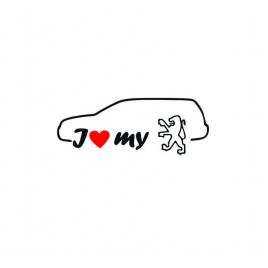Sticker i love my peugeot break 18x6.2 cm, creative rey®