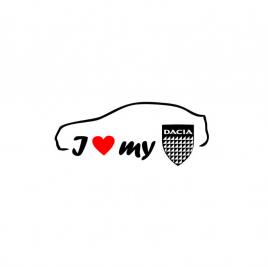 Sticker i love my dacia 18x7 cm, creative rey®
