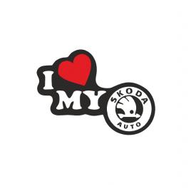 Sticker i love my skoda 12x8.6 cm, creative rey®