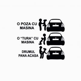Sticker o tura cu masina passat b5 18x15.5 cm, creative rey®