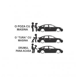 Sticker o tura cu masina vectra 18x11.6 cm, creative rey®