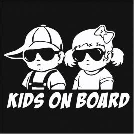 Sticker auto - kids on board 25x17 negru