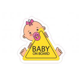 Sticker auto reflectorizant baby girl on board 20x20 cm