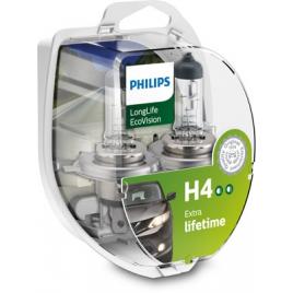 Set 2 becuri far h4 60/55w 12v longer life ecovision philips
