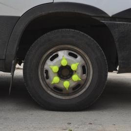 Set 10 bucati capac plastic pentru prezon roata cu indicator 33 mm neon galben
