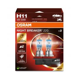 Set 2 becuri 12v h11 55 w night breaker +220% osram