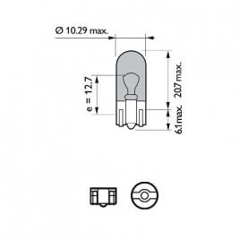 Set 2 becuri fara soclu w5w 12v (blister) white vision ultra philips
