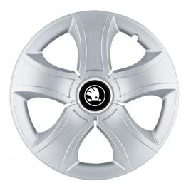 Set 4 capace roti bis gri r16, pentru skoda alb negru