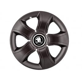 Set 4 capace roti bis negru r16, pentru skoda alb negru