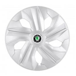 Set 4 capace roti, potrivite jantelor de r16, pentru skoda, model luna cromat