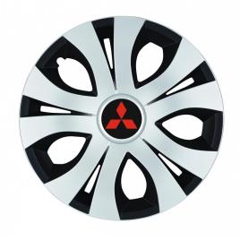 Set 4 capace roti top gri-negru r15, compatibil cu mitsubishi