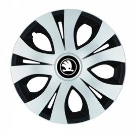 Set 4 capace roti top gri-negru r16, compatibil cu skoda nou alb-negru