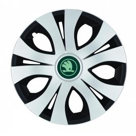 Set 4 capace roti top gri-negru r16, compatibil cu skoda nou verde