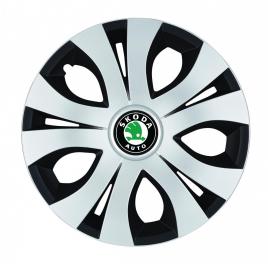 Set 4 capace roti top gri-negru r16, compatibil cu skoda