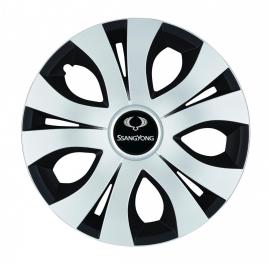 Set 4 capace roti top gri-negru r16, compatibil cu ssangyong