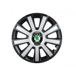 Set 4 capace roti flash gri-negru r14 pentru gama auto skoda