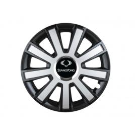 Set 4 capace roti flash gri-negru r14 pentru gama auto ssangyong