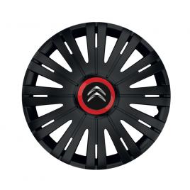 Set 4 capace roti negre cu inel rosu active r15 pentru gama auto citroen