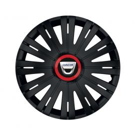 Set 4 capace roti negre cu inel rosu active r15 pentru gama auto dacia