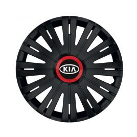 Set 4 capace roti negre cu inel rosu active r15 pentru gama auto kia