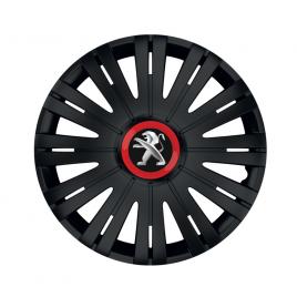 Set 4 capace roti negre cu inel rosu active r15 pentru gama auto peugeot