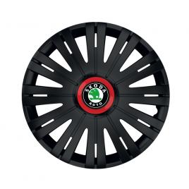 Set 4 capace roti negre cu inel rosu active r15 pentru gama auto skoda