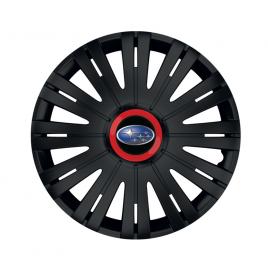 Set 4 capace roti negre cu inel rosu active r16 pentru gama auto subaru