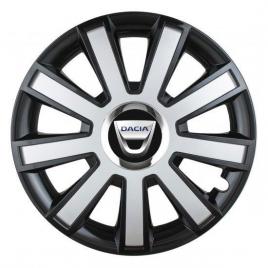 Set 4 capace roti silver/black cu inel cromat r14 pentru gama auto dacia