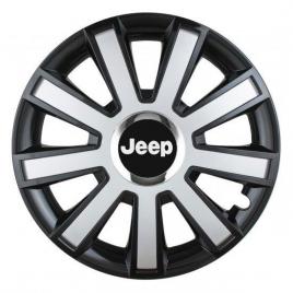 Set 4 capace roti silver/black cu inel cromat r14 pentru gama auto jeep