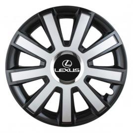 Set 4 capace roti silver/black cu inel cromat r14 pentru gama auto lexus