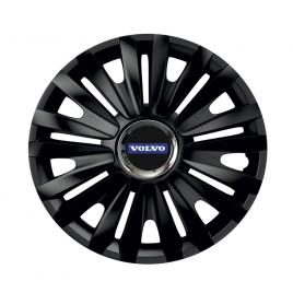 Set 4 capace roti negre cu inel cromat royal r15 pentru gama auto volvo