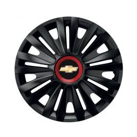 Set 4 capace roti negre cu inel rosu royal r16 pentru gama auto chevrolet