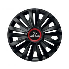 Set 4 capace roti negre cu inel rosu royal r16 pentru gama auto lexus
