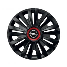 Set 4 capace roti negre cu inel rosu royal r16 pentru gama auto opel