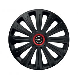 Set 4 capace roti negre cu inel rosu trend r14 pentru gama auto opel