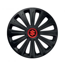 Set 4 capace roti negre cu inel rosu trend r14 pentru gama auto suzuki