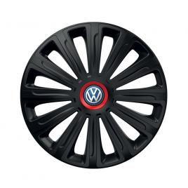 Set 4 capace roti negre cu inel rosu trend r14 pentru gama auto volkswagen