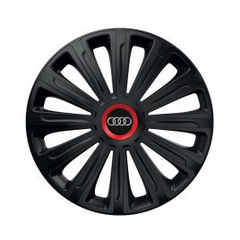 Set 4 capace roti negre cu inel rosu trend r15 pentru gama auto audi