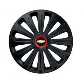 Set 4 capace roti negre cu inel rosu trend r15 pentru gama auto chevrolet