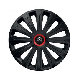Set 4 capace roti negre cu inel rosu trend r15 pentru gama auto citroen
