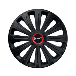 Set 4 capace roti negre cu inel rosu trend r15 pentru gama auto daewoo