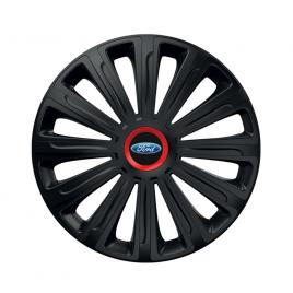 Set 4 capace roti negre cu inel rosu trend r15 pentru gama auto ford