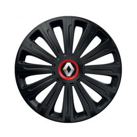 Set 4 capace roti negre cu inel rosu trend r15 pentru gama auto renault