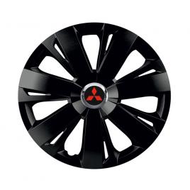 Set 4 capace roti negre cu inel cromat energy r16 pentru gama auto mitsubishi