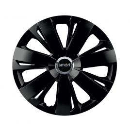 Set 4 capace roti negre cu inel cromat energy r16 pentru gama auto smart